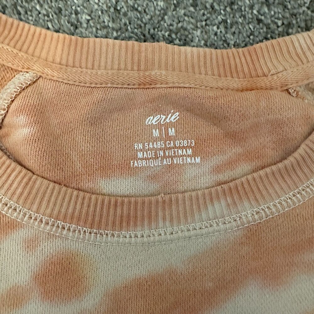 Aerie Tie Dye Graphic Sweatshirt Medium Please Just Trust Me Crewneck Peach - Picture 5 of 16